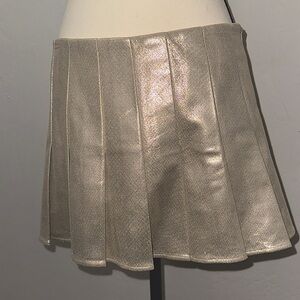 NWOT Akira Glittery Champagne Pleated Sexy Skirt Size Small